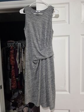 Bar III Sleeveless Gray Twist-Detail Midi Dress